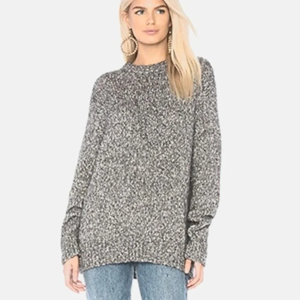 Pure Jill cotton/poly/acrylic heather blue crew neck sweater - L